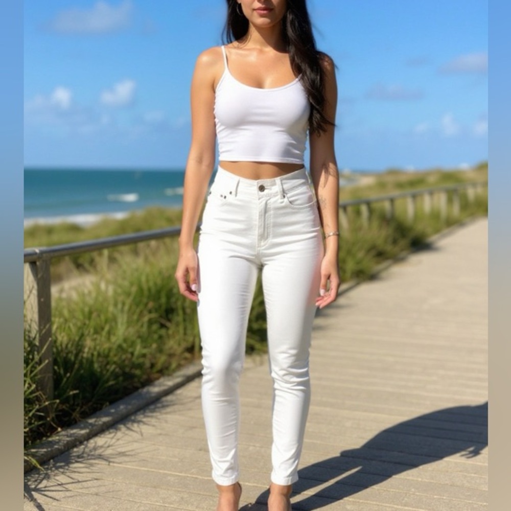 Women's White Button up Jeans Wax Jeans Size 5 Stretch